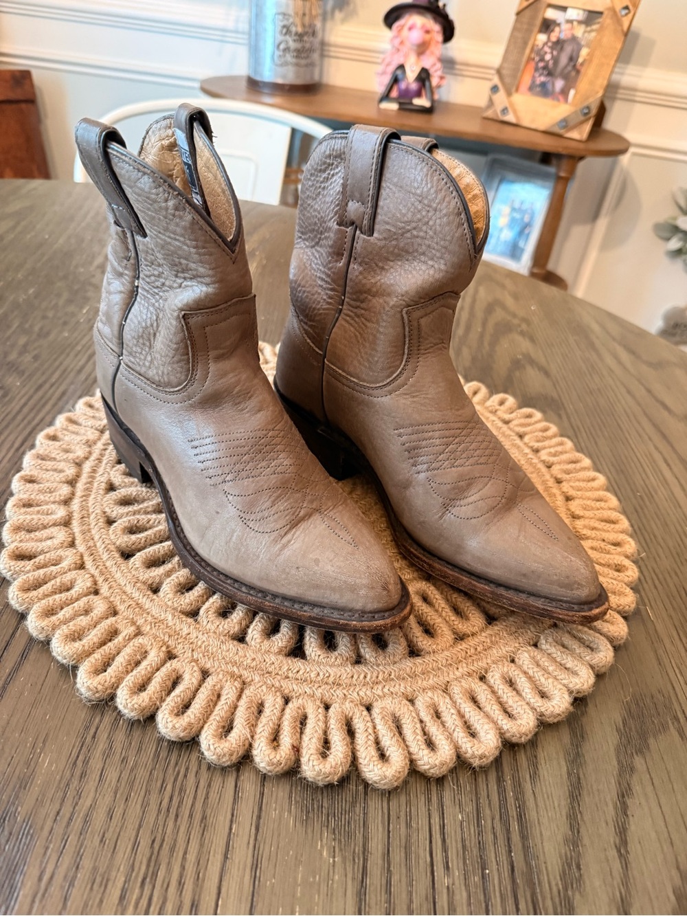 Frye Billy Short Western Greyish Leather Boots Sz 6.5